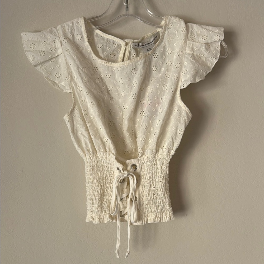 American Rag Cream Eyelet Blouse